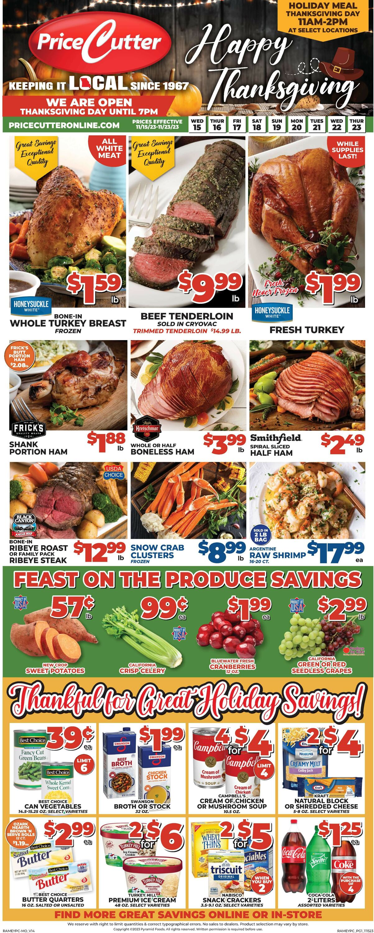 Price Cutter Weekly Ad Circular - valid 11/15-11/23/2023
