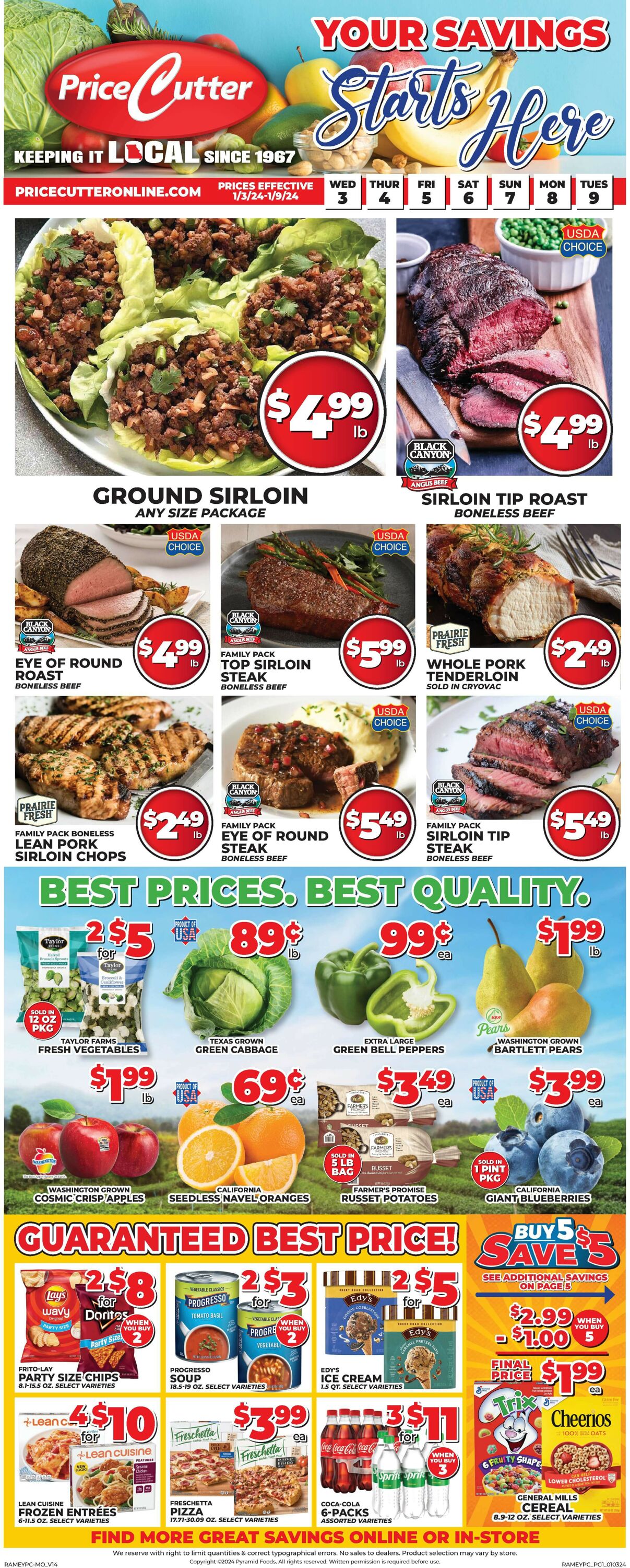 Price Cutter Weekly Ad Circular - valid 01/03-01/09/2024