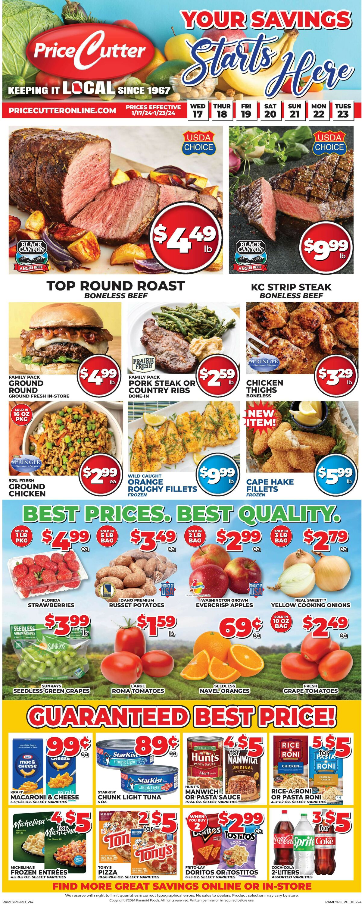 Price Cutter Weekly Ad Circular - valid 01/17-01/23/2024