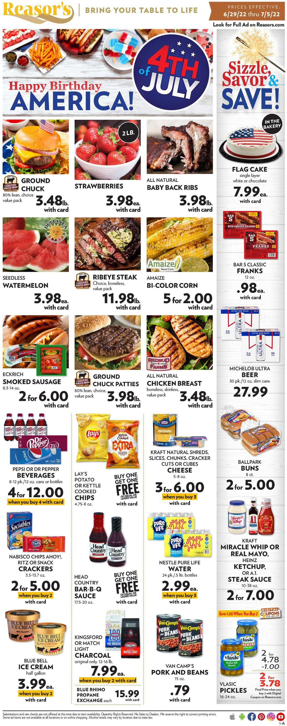 Reasor's - 4th of July Sale Weekly Ad Circular - valid 06/29-07/05/2022