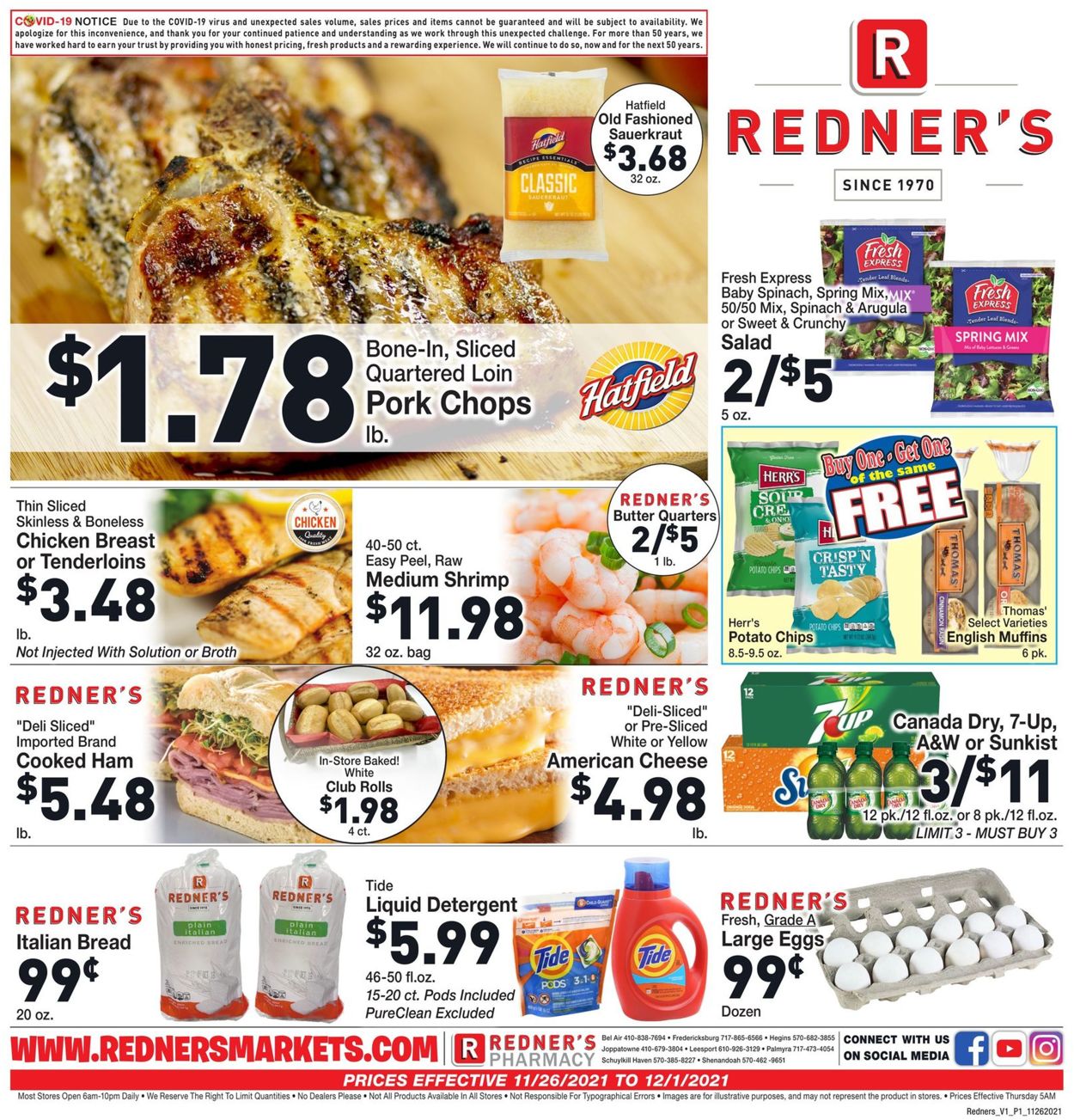 Redner’s Warehouse Market Ad Circular - 11/26 - 12/01/2021 | Yulak