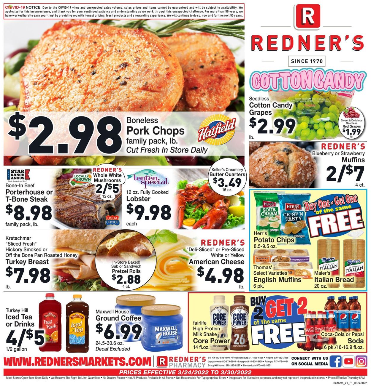 Redner’s Warehouse Market Weekly Ad Circular - valid 03/24-03/30/2022