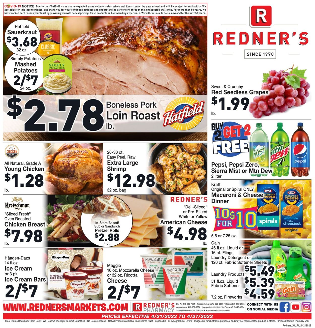 Redner’s Warehouse Market Weekly Ad Circular - valid 04/21-04/27/2022