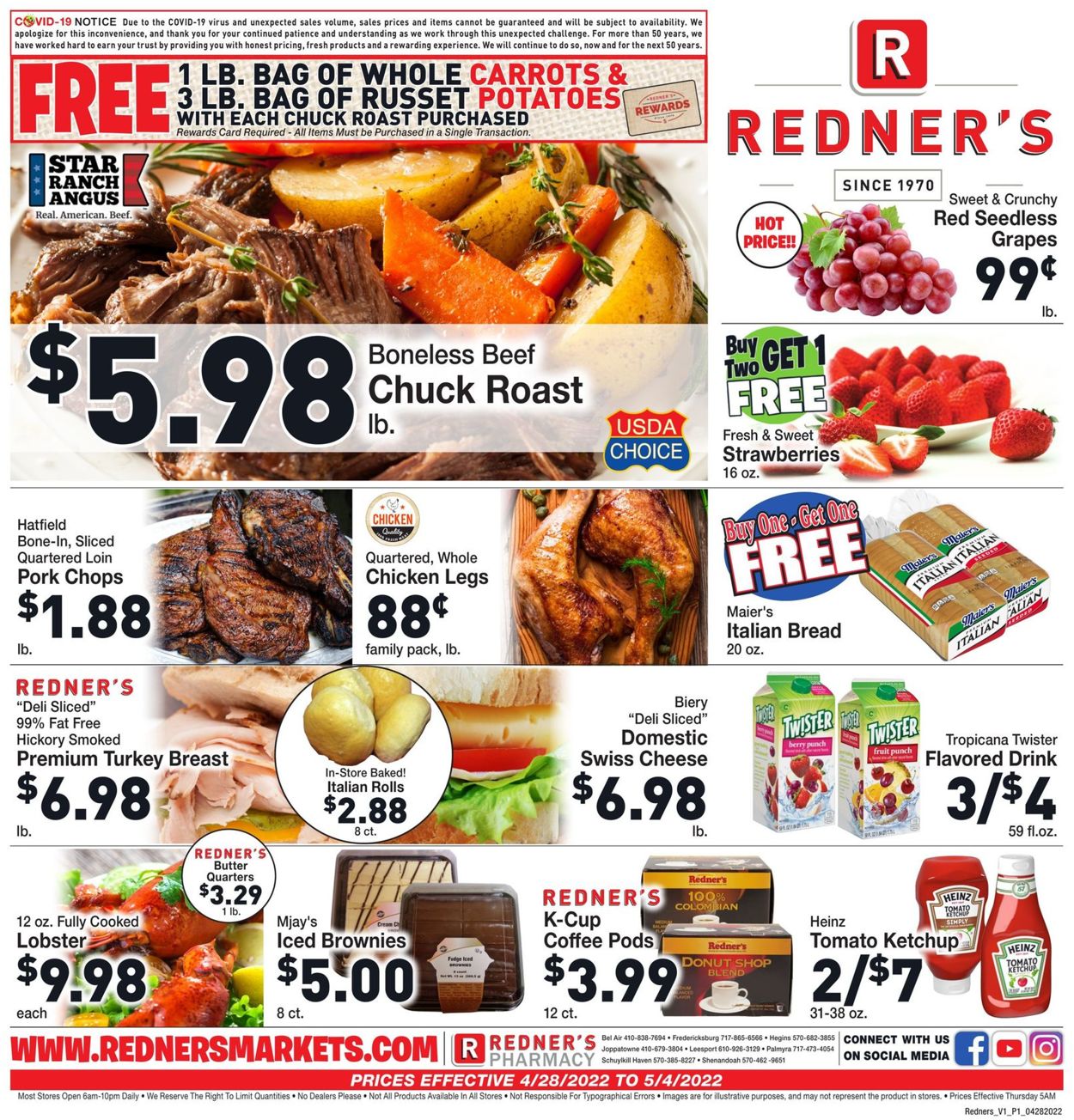 Redner’s Warehouse Market Weekly Ad Circular - valid 04/28-05/04/2022