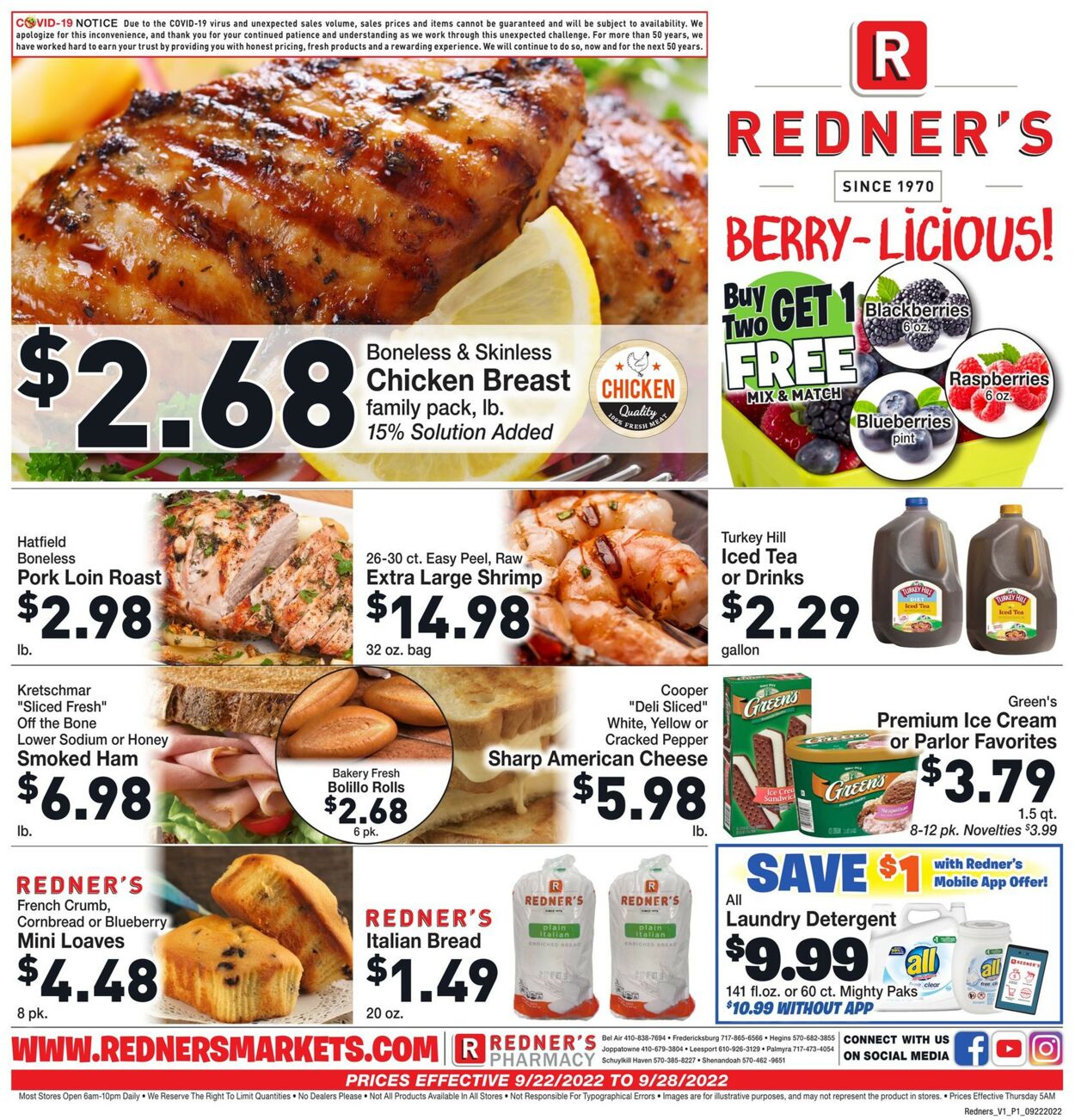 Redner’s Warehouse Market Weekly Ad Circular - valid 09/22-09/28/2022