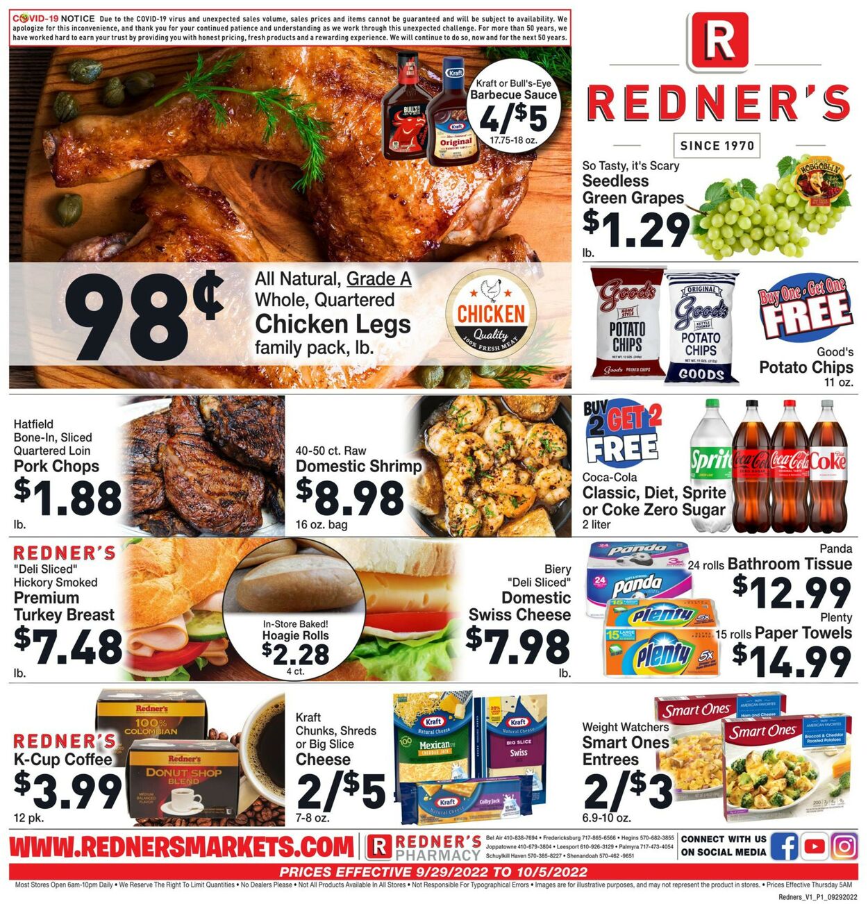 Redner’s Warehouse Market Weekly Ad Circular - valid 09/29-10/05/2022