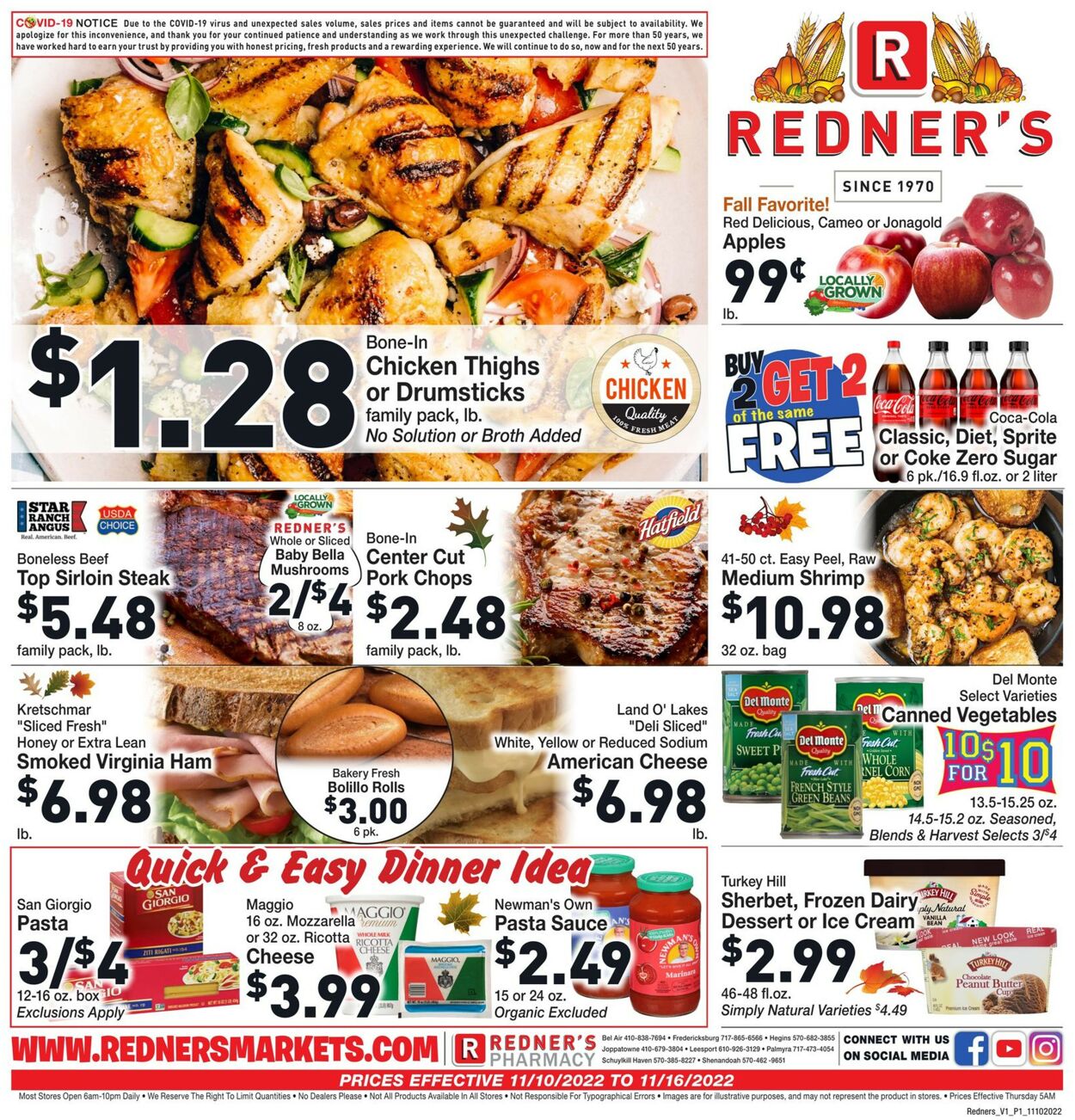 Redner’s Warehouse Market Weekly Ad Circular - valid 11/10-11/16/2022