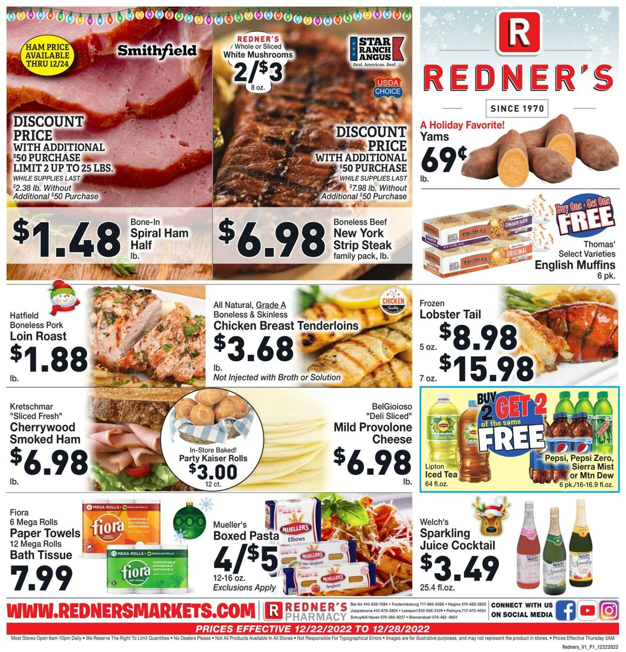 Redner’s Warehouse Market Weekly Ad Circular - valid 12/22-12/28/2022
