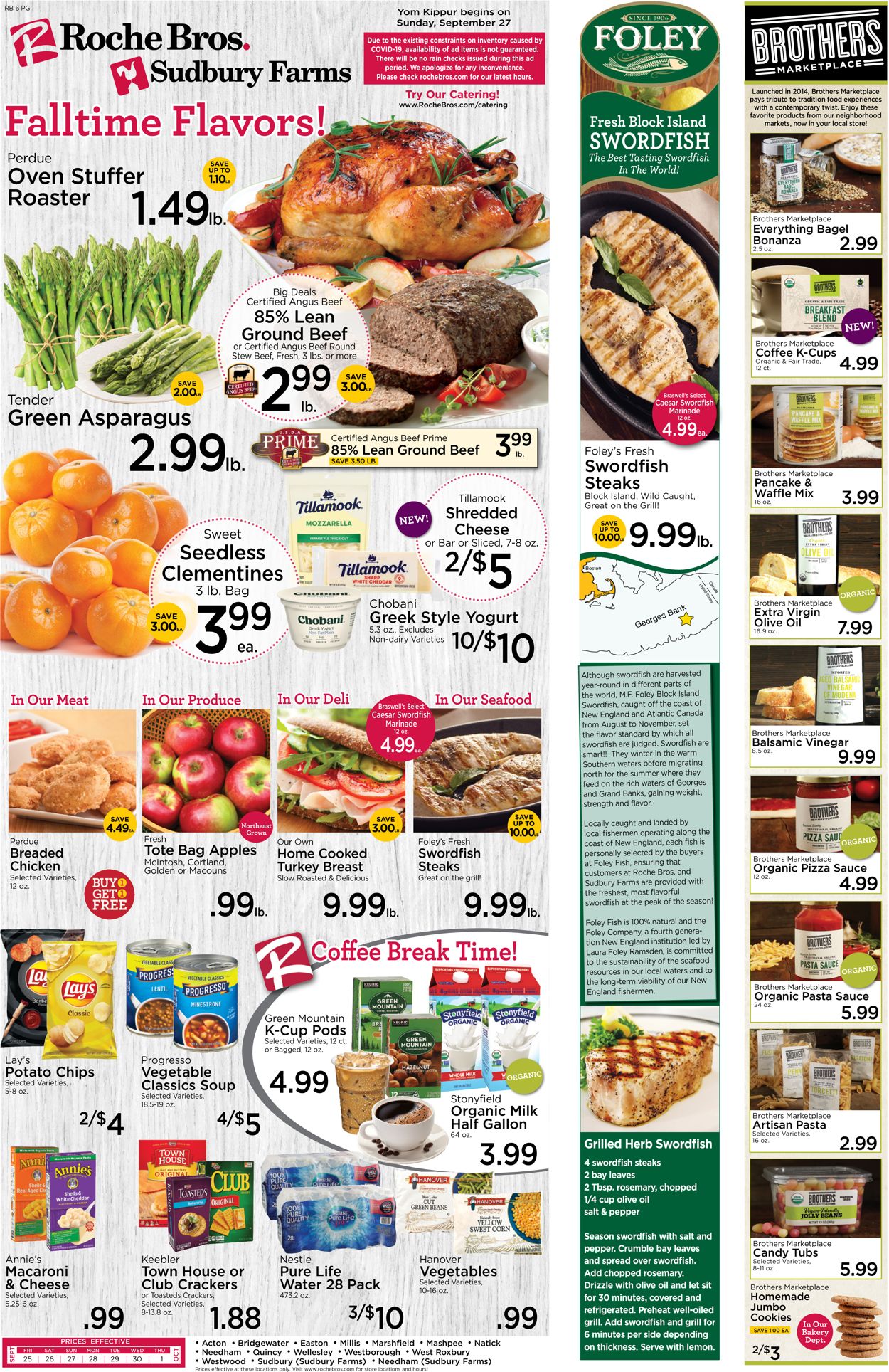 Roche Bros. Supermarkets Weekly Ad Circular - valid 09/25-10/01/2020