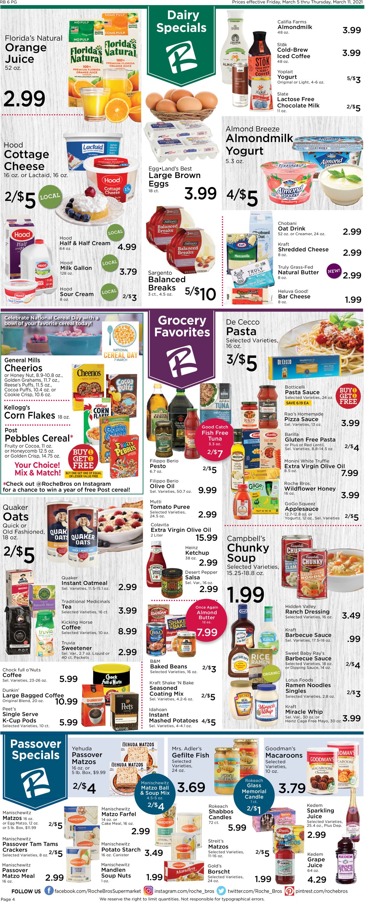Roche Bros. Supermarkets Weekly Ad Circular - valid 03/05-03/11/2021 (Page 4)