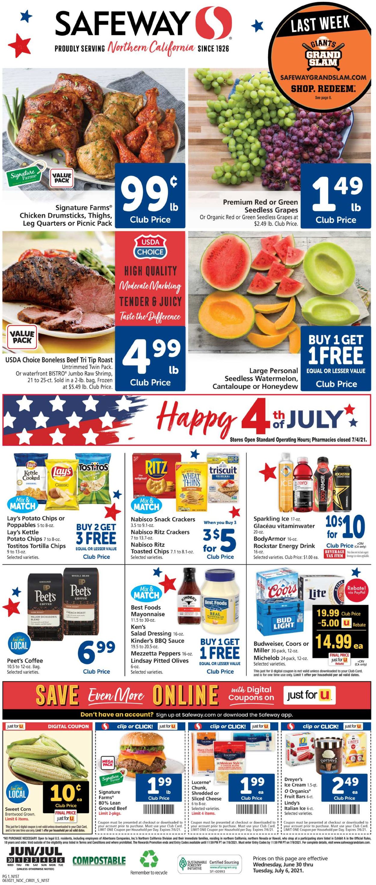 Safeway Weekly Ad Circular - valid 06/30-07/06/2021