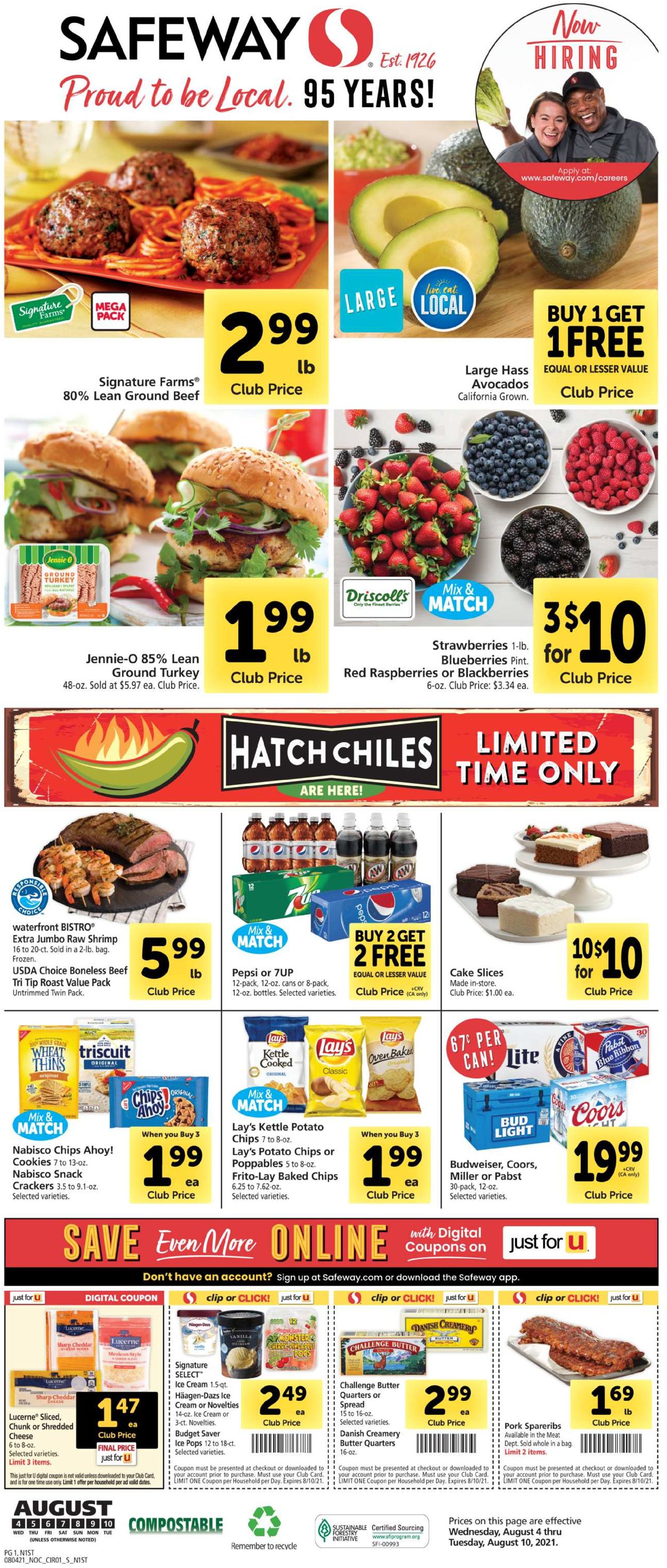 Safeway Weekly Ad Circular - valid 08/04-08/10/2021
