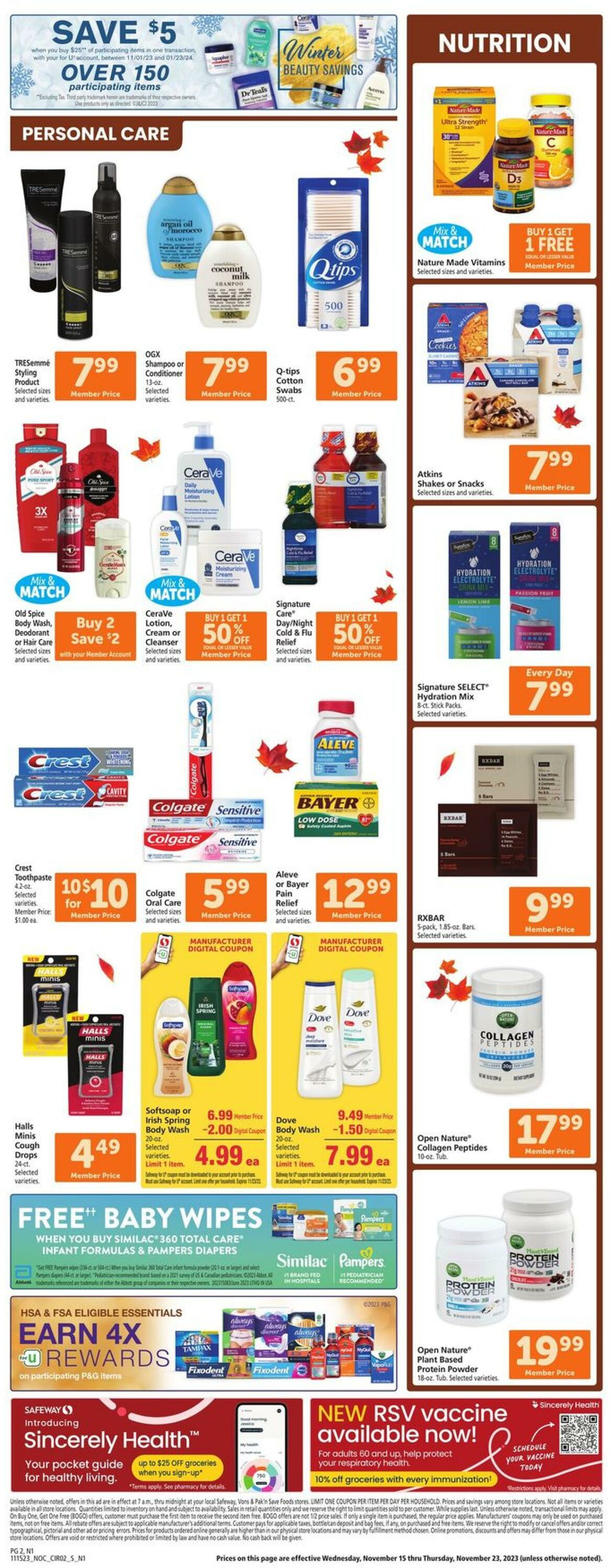 Safeway Weekly Ad Circular - valid 11/15-11/23/2023 (Page 2)