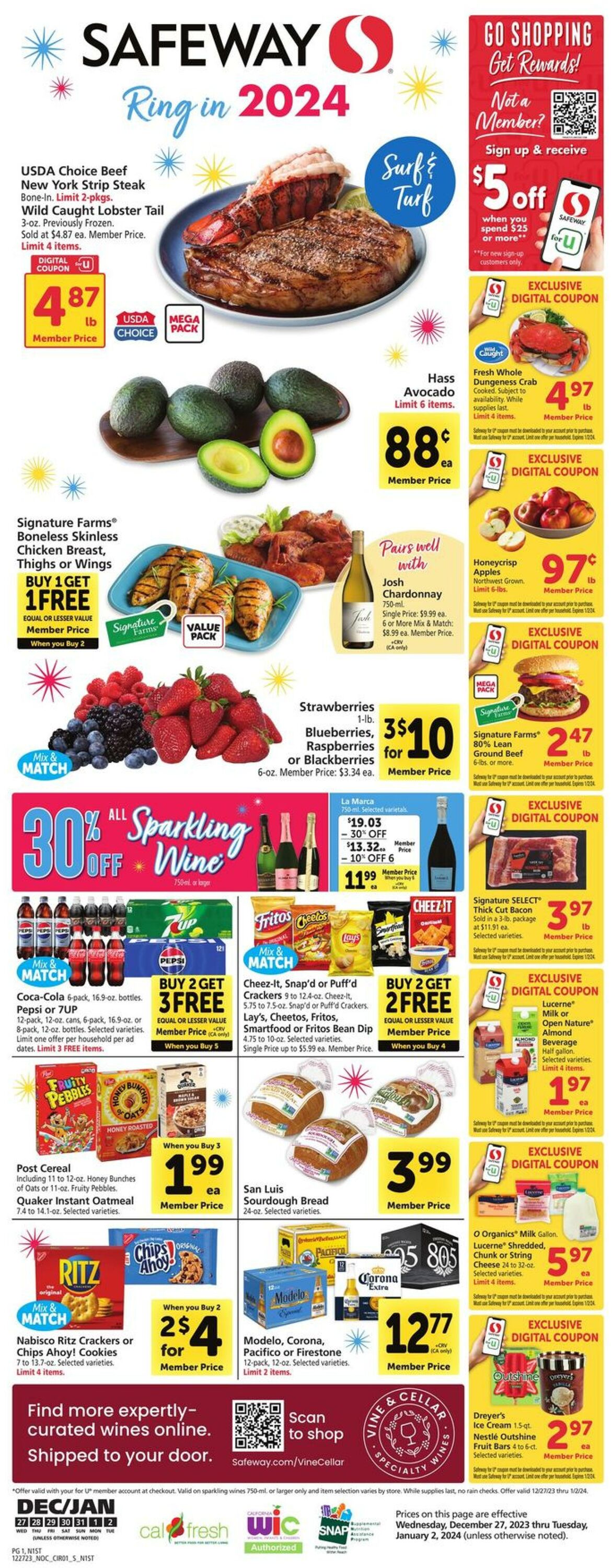 Safeway Weekly Ad Circular - valid 12/27-01/02/2024
