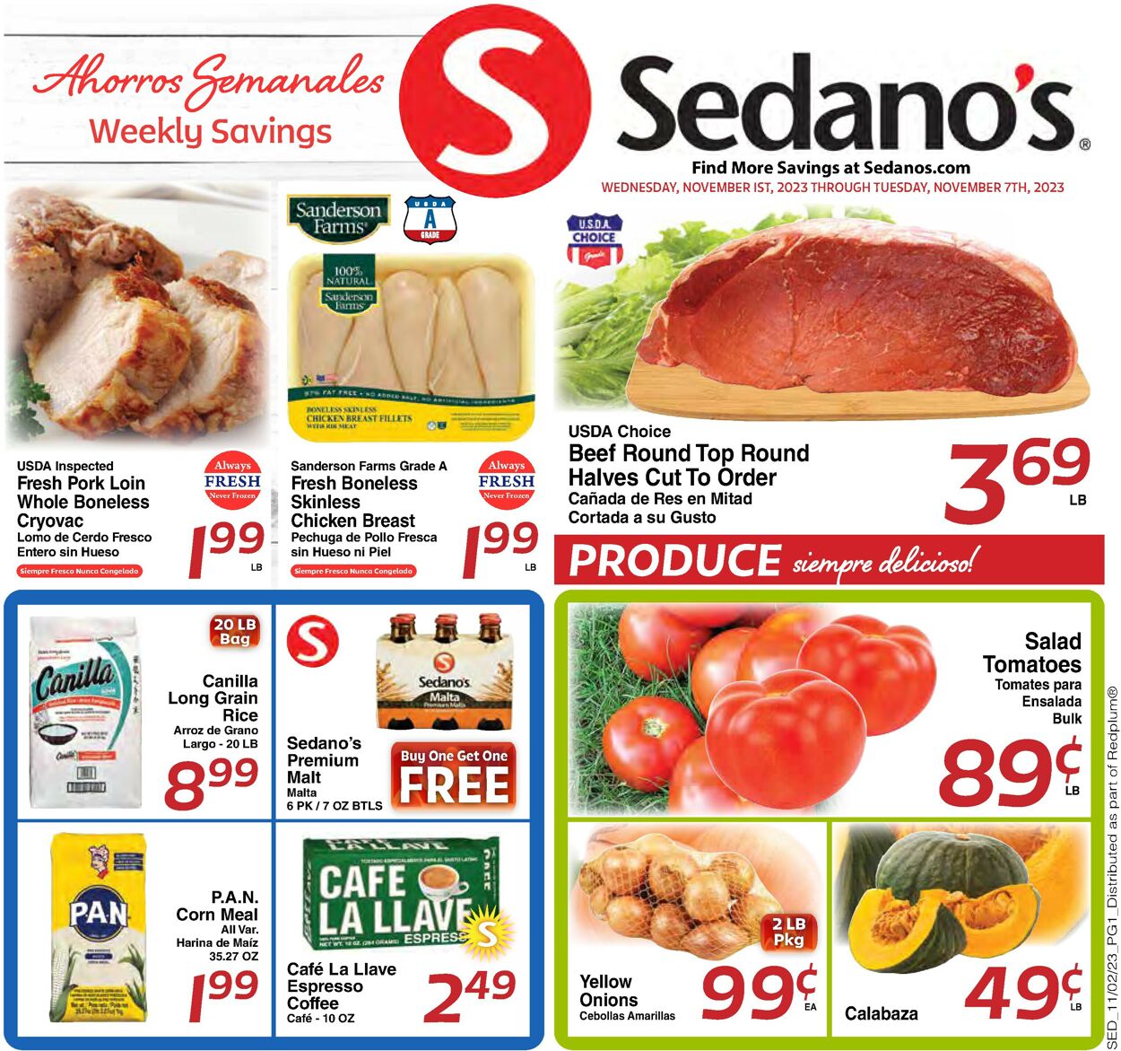 Sedano's Weekly Ad Circular - valid 11/01-11/07/2023