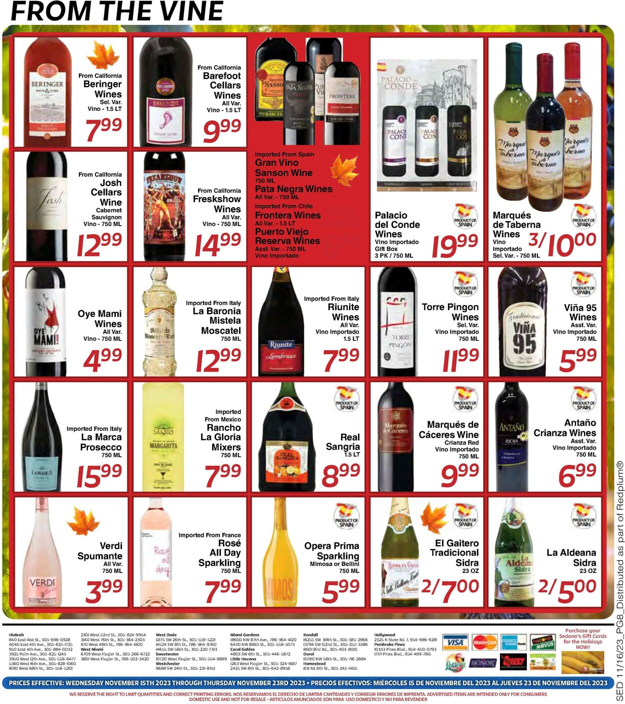 Sedano's Weekly Ad Circular - valid 11/15-11/23/2023 (Page 8)