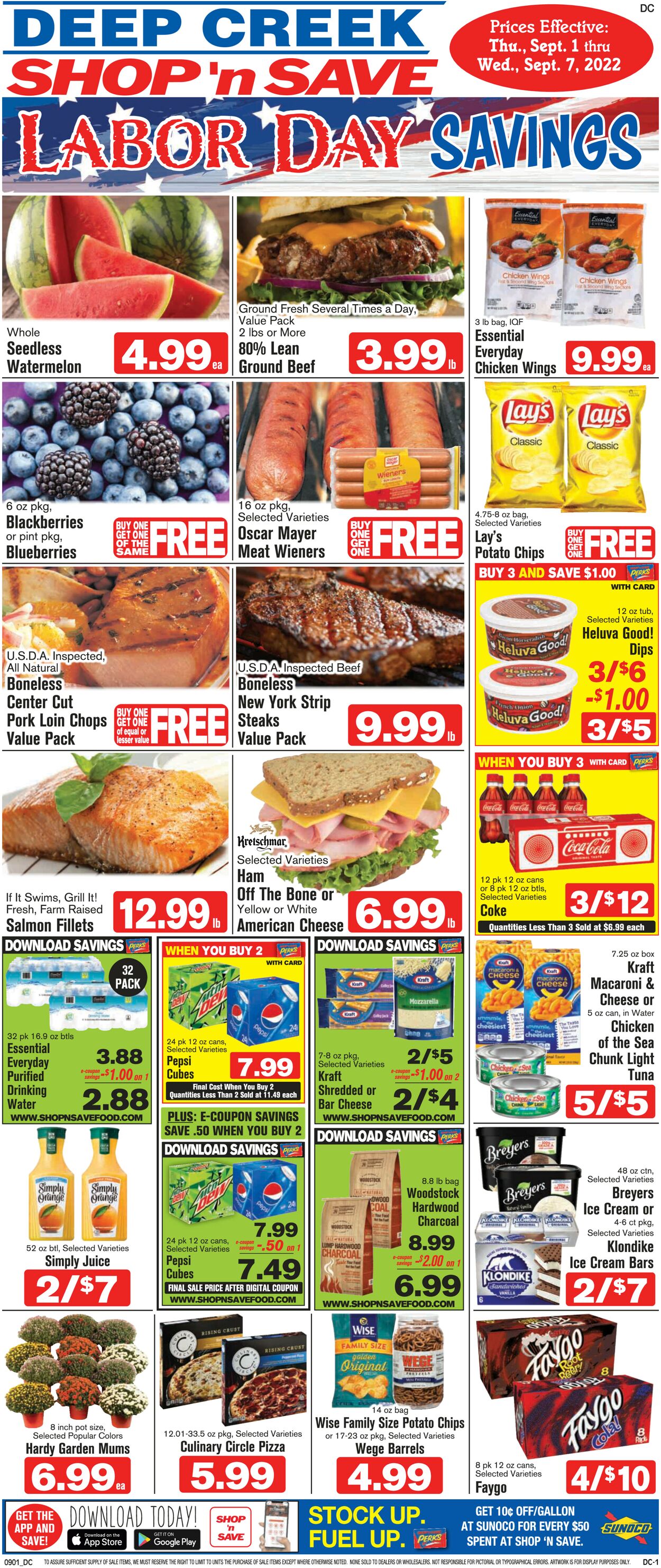 Shop ‘n Save Weekly Ad Circular - valid 09/01-09/07/2022