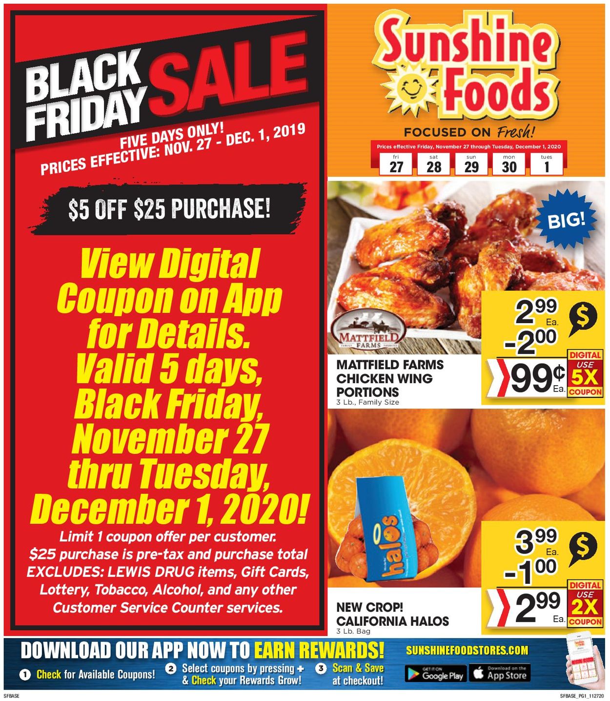 Sunshine Foods Black Friday Sale 2020 Weekly Ad Circular - valid 11/27-12/01/2020