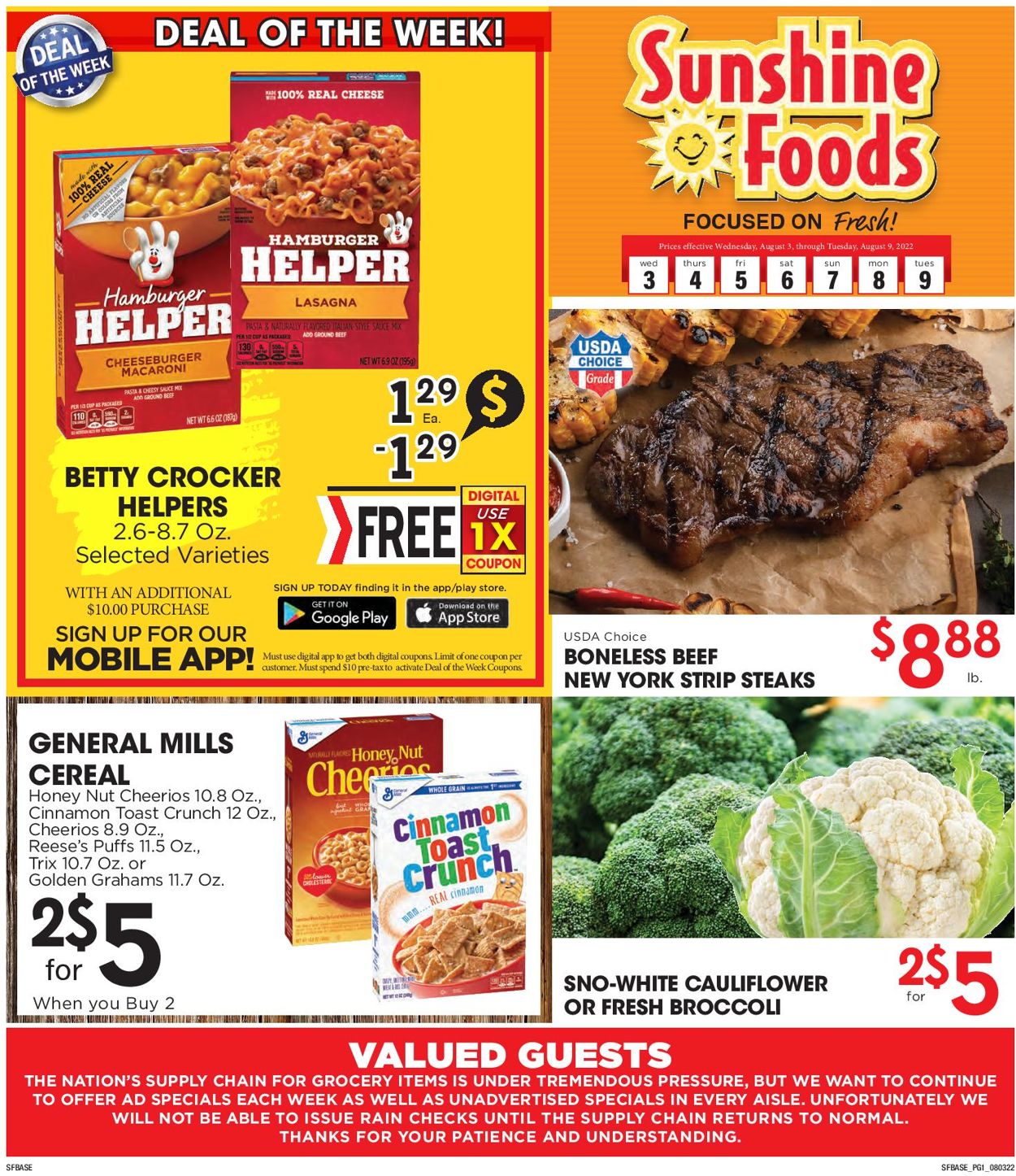 Sunshine Foods Weekly Ad Circular - valid 08/03-08/09/2022