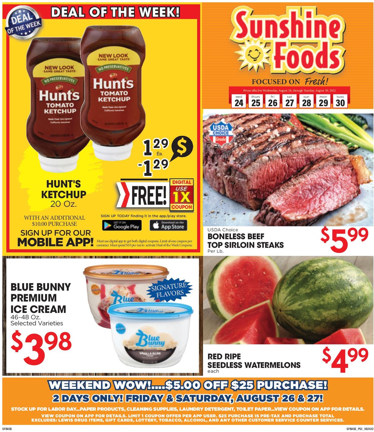 Sunshine Foods Weekly Ad Circular - valid 08/24-08/30/2022