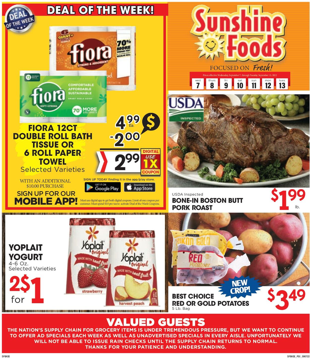 Sunshine Foods Weekly Ad Circular - valid 09/07-09/13/2022