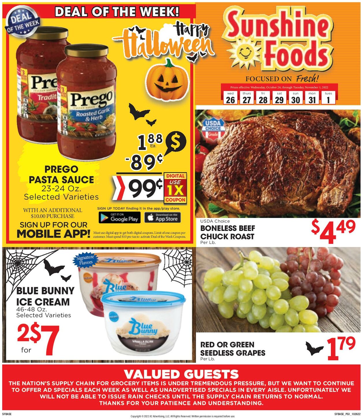 Sunshine Foods Weekly Ad Circular - valid 10/26-11/01/2022