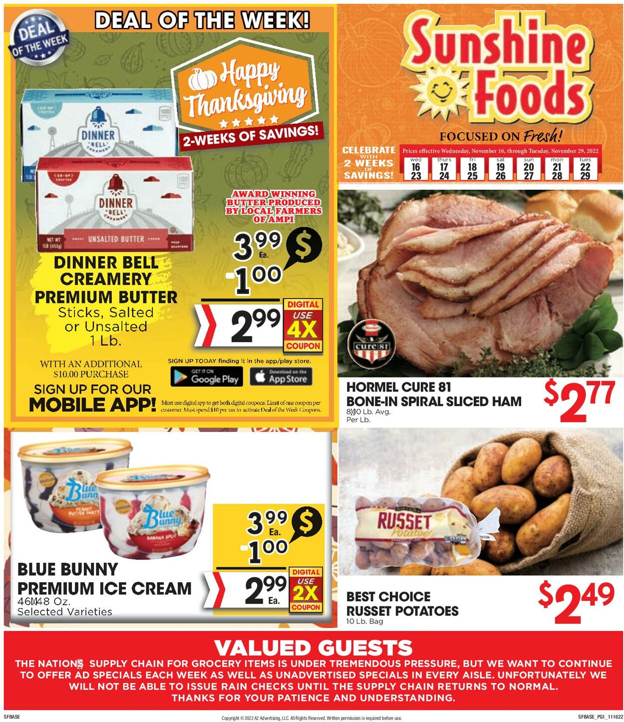 Sunshine Foods Weekly Ad Circular - valid 11/16-11/29/2022