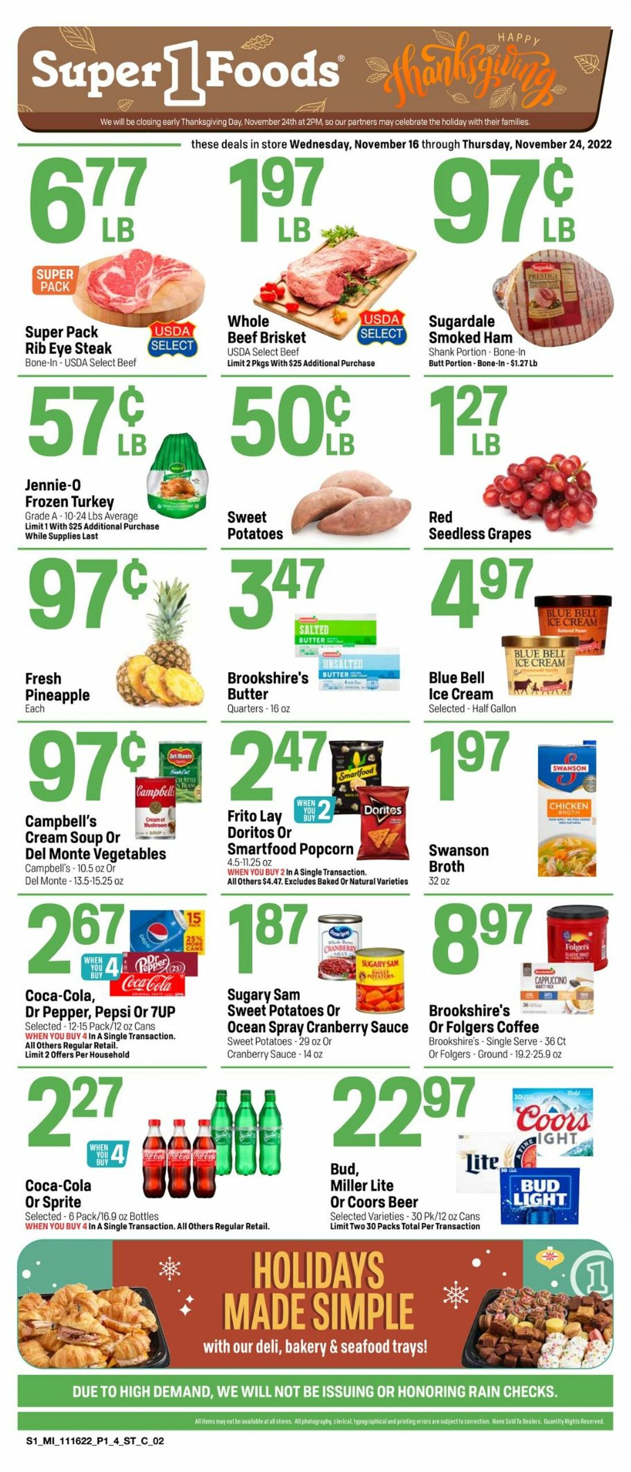 Super 1 Foods Weekly Ad Circular - valid 11/16-11/24/2022