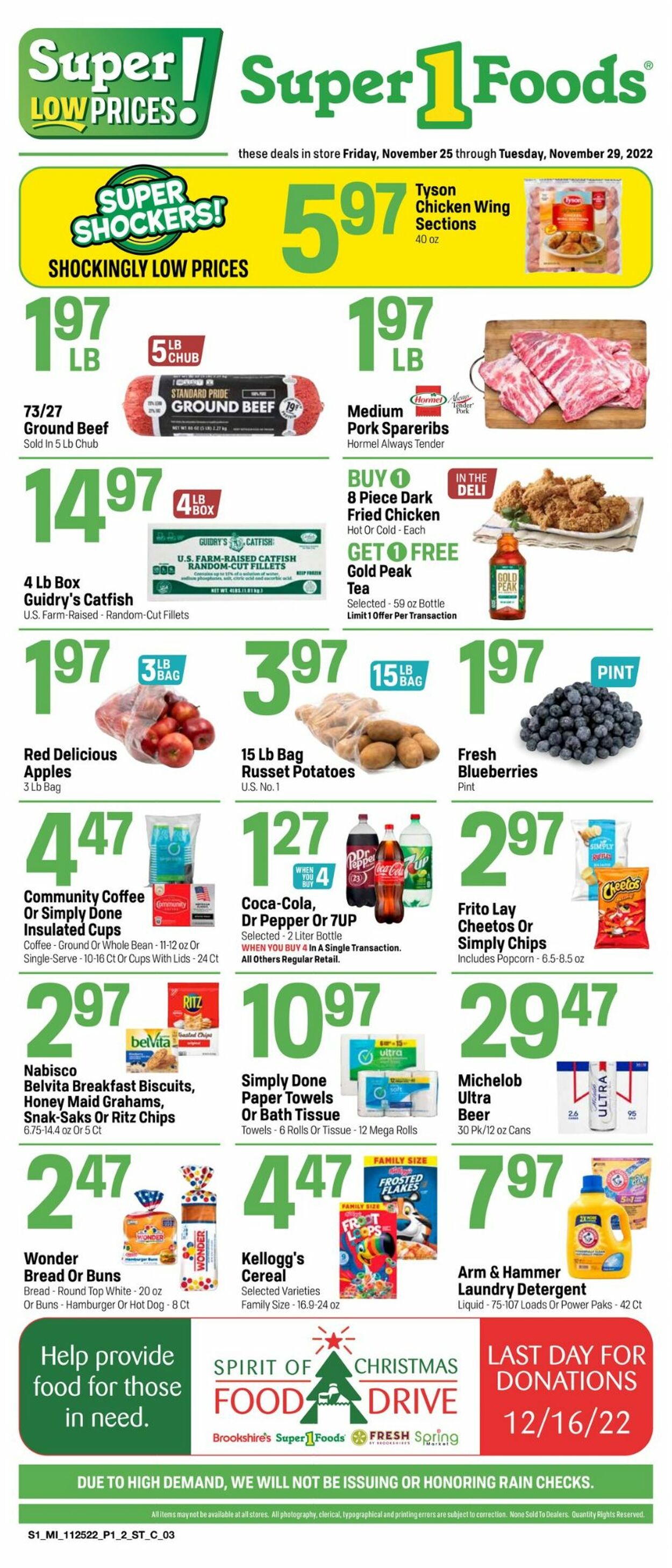 Super 1 Foods Weekly Ad Circular - valid 11/25-11/29/2022