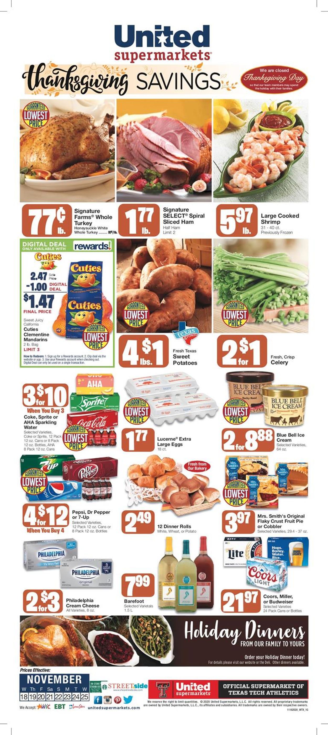 United Supermarkets Thanksgiving ad 2020 Weekly Ad Circular - valid 11/18-11/25/2020