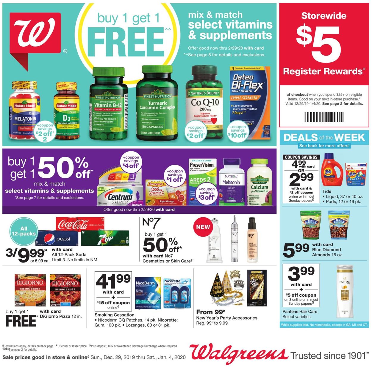 Walgreens - New Year's Ad 2019/2020 Weekly Ad Circular - valid 12/29-01/04/2020