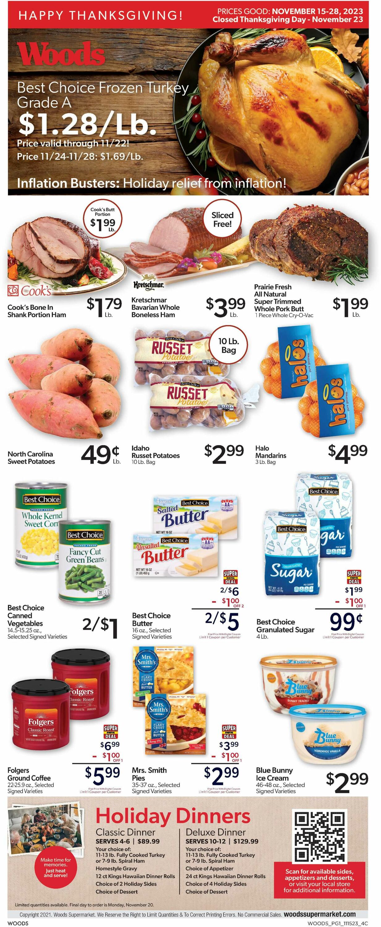 Woods Supermarket Weekly Ad Circular - valid 11/15-11/28/2023