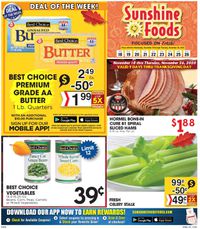 Sunshine Foods Thanksgiving ad 2020