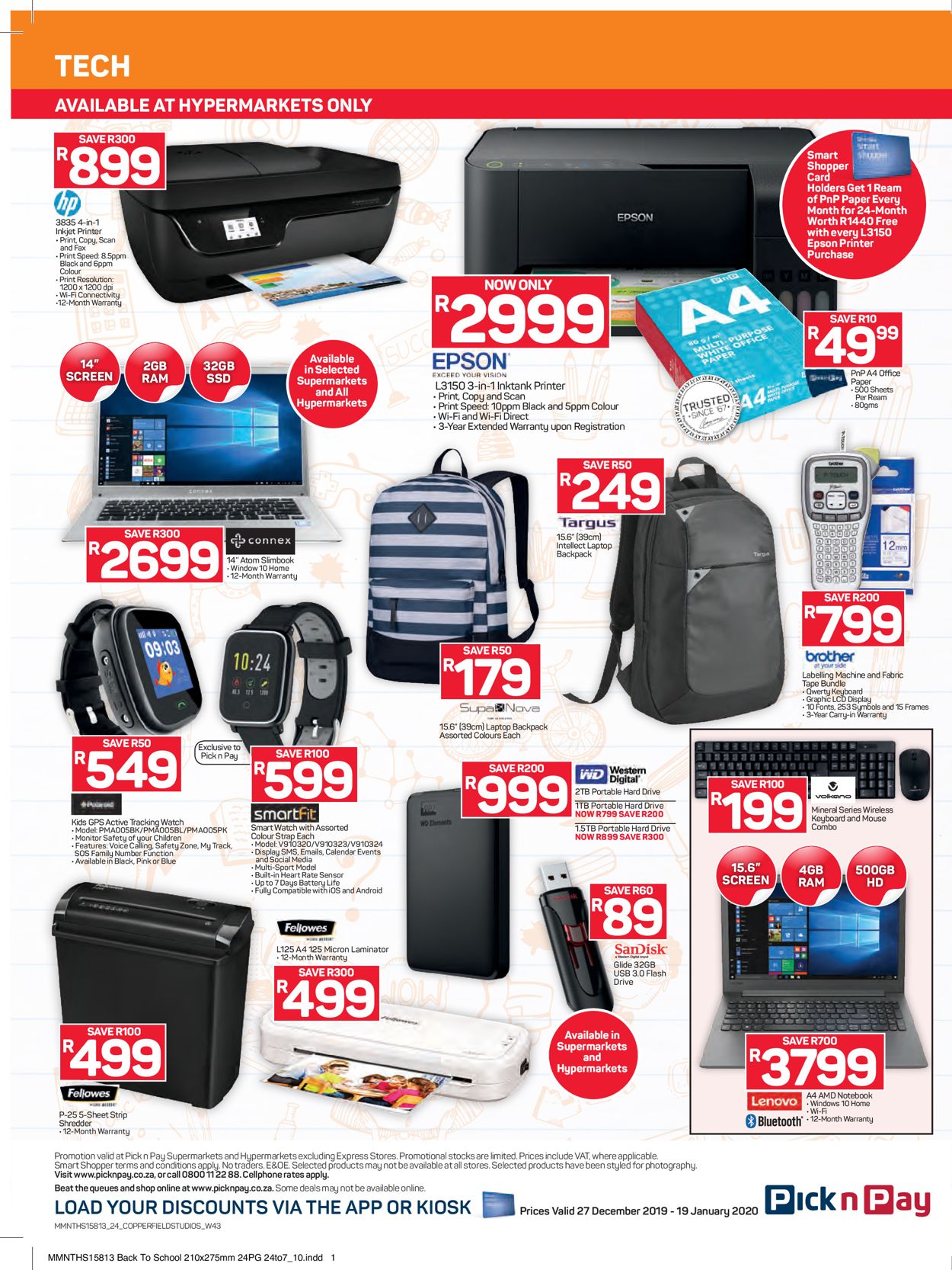 Pick n Pay Back 2 School Catalogue - 2019/12/27-2020/01/19